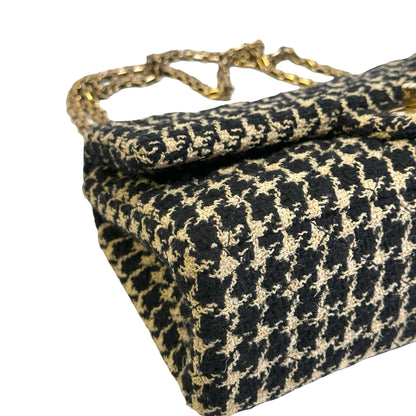 Used CHANEL Tweed 2.55 Small Shoulder Bag Black Beige