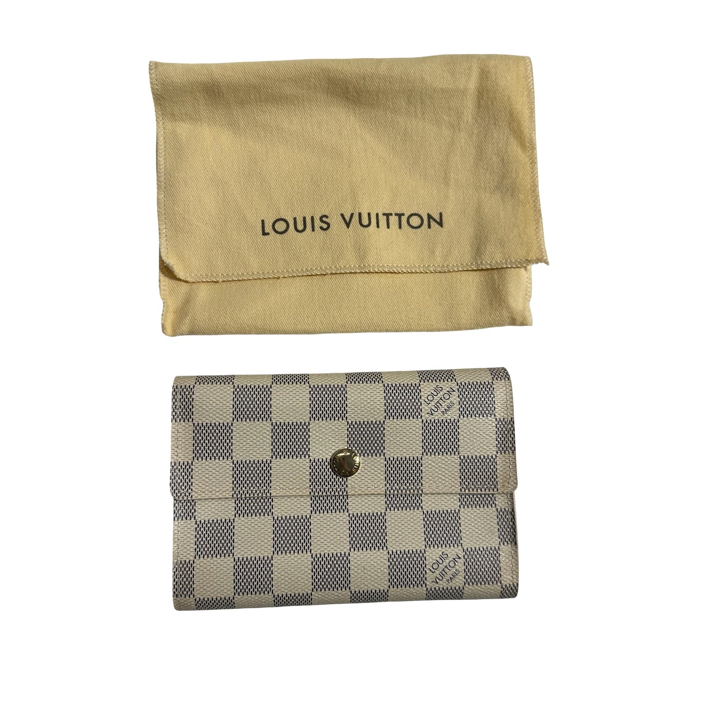 Used LOUIS VUITTON Damier Azur Canvas Portefeuille Sarah Long wallet White Blue