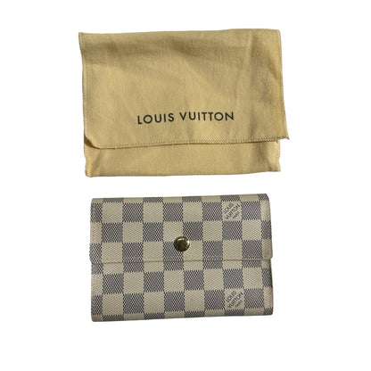 Used LOUIS VUITTON Damier Azur Canvas Portefeuille Sarah Long wallet White Blue