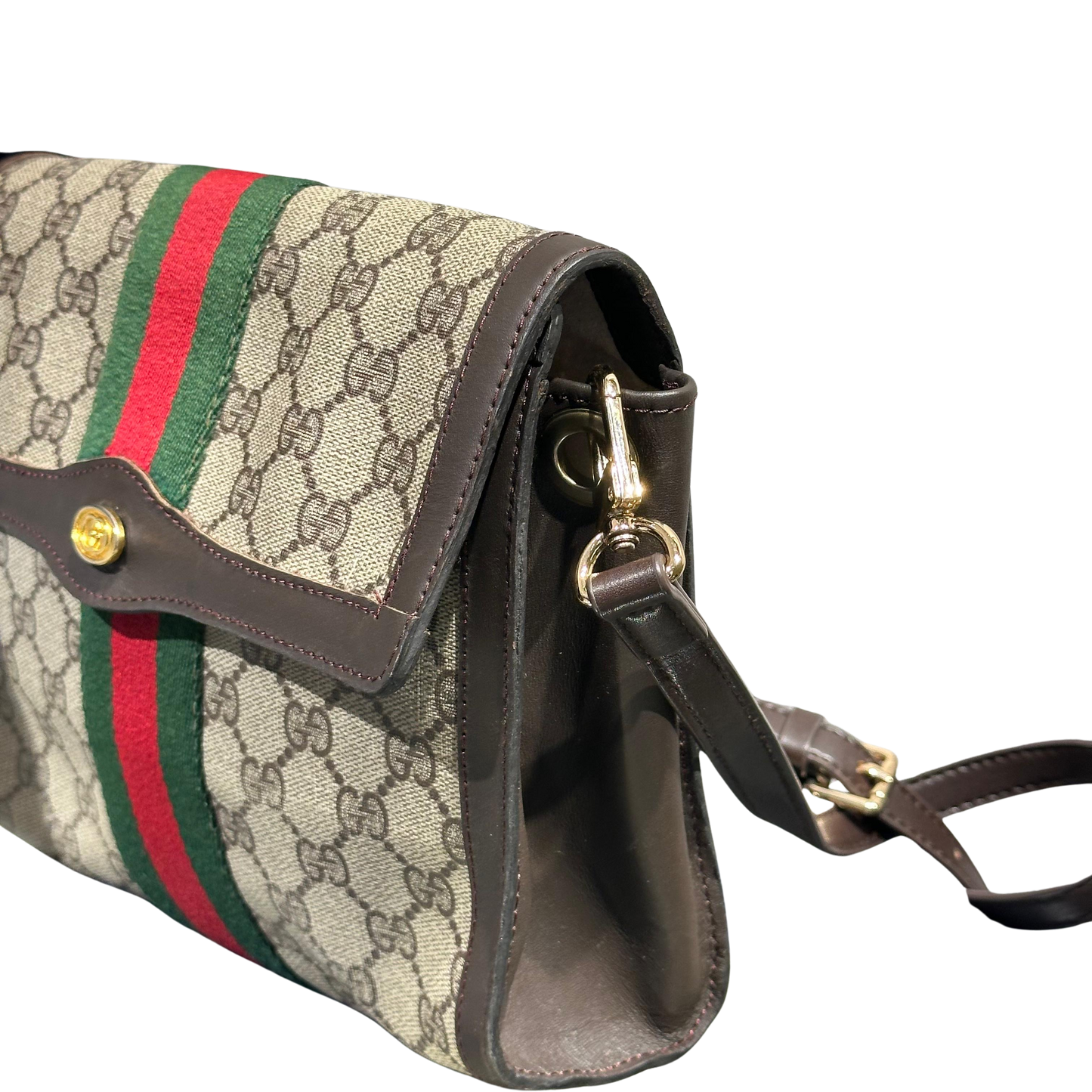 Used Gucci Canvas Cross body bag Beige Red Green Brown