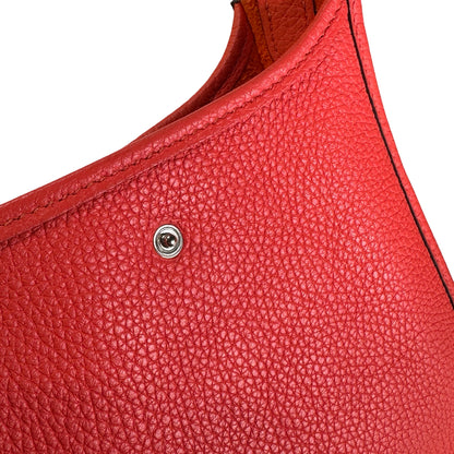 Used HERMES Clemence Leather Evelyne Shoulder Bag Blue