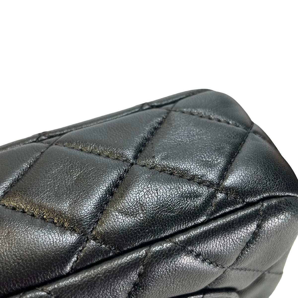 CHANEL Quilted Lambskin Mini Rectangular Flap Chain Shoulder Bag Black Gold