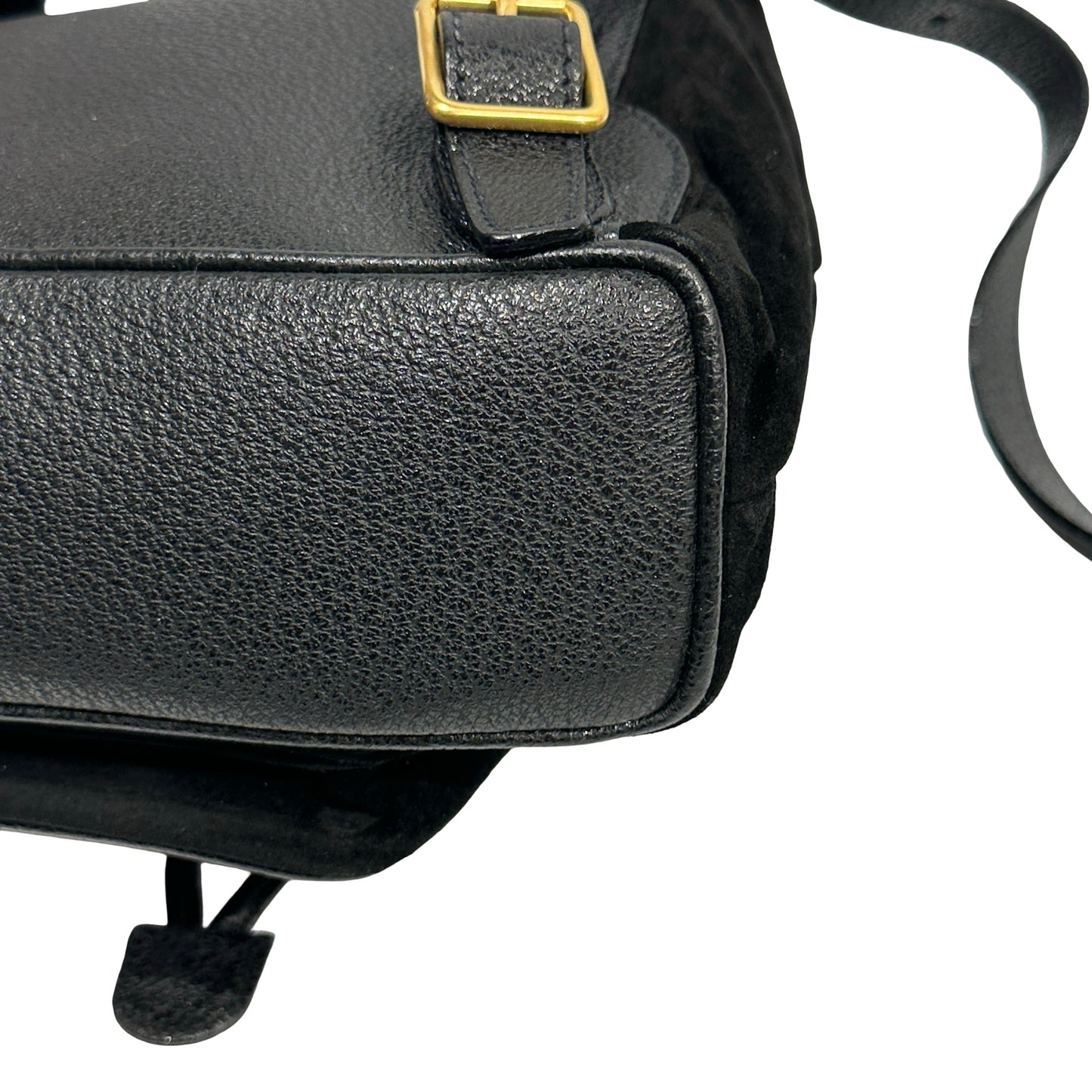 Used GUCCI Suede Leather Bamboo Bamboo Suede Backpack Backpack Black