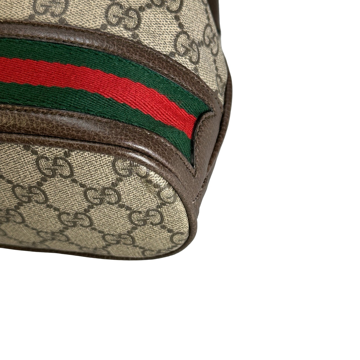 Used GUCCI GG Supreme Canvas Ophidia Bucket Bag Beige Ebony Brown， GHW