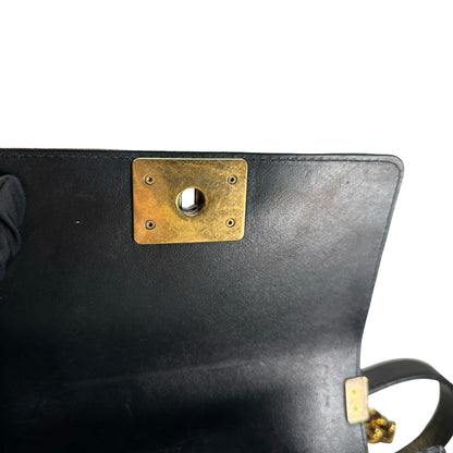Used CHANEL Lambskin Boy 20 Shoulder Bag Black GHW