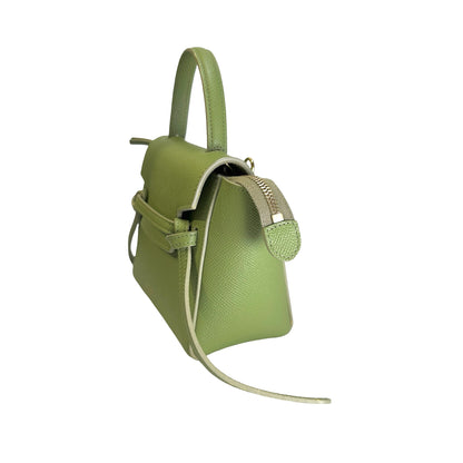 Used CELINE Grained Calfskin Pico Belt Bag Handbag Light Green