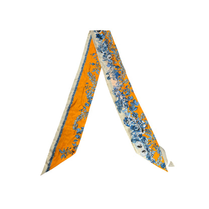 Used FENDI Silk Twilly Scarf Twilly Orange Blue Cream