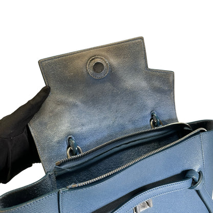 Used CELINE Grained Calfskin Nano Belt Bag Shoulder Bag Blue PHW
