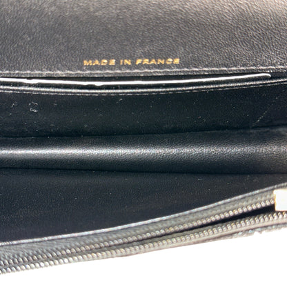 Used CHANEL Quilted Lambskin Phone Holder with Top Handle and Chain Crossbody Bag Black GHW