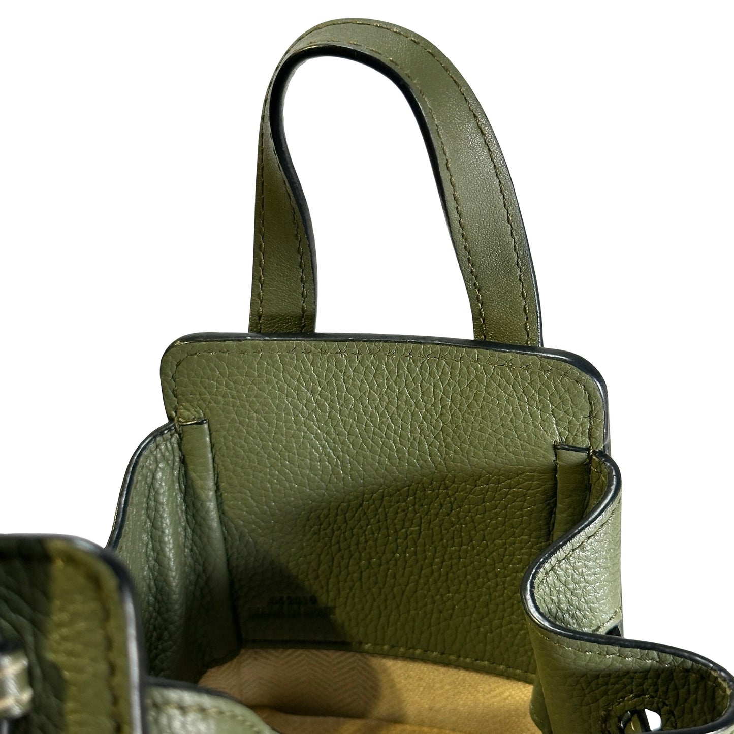 Used LOEWE Pebbled Calfskin Balloon Bag Bucket Bag Green Phw