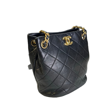 Used CHANEL Lambskin 23C Bucket Bag Black GHW
