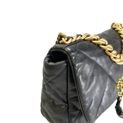 Used CHANEL Quilted Lambskin 19 Bag Shoulder Bag Black GHW