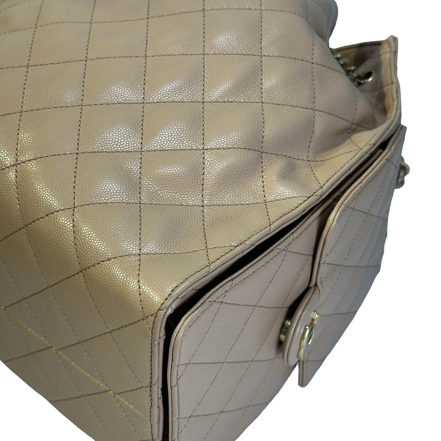 CHANEL Quilted Caviar Quilted Bucket Bag Bucket Bag Beige Gold