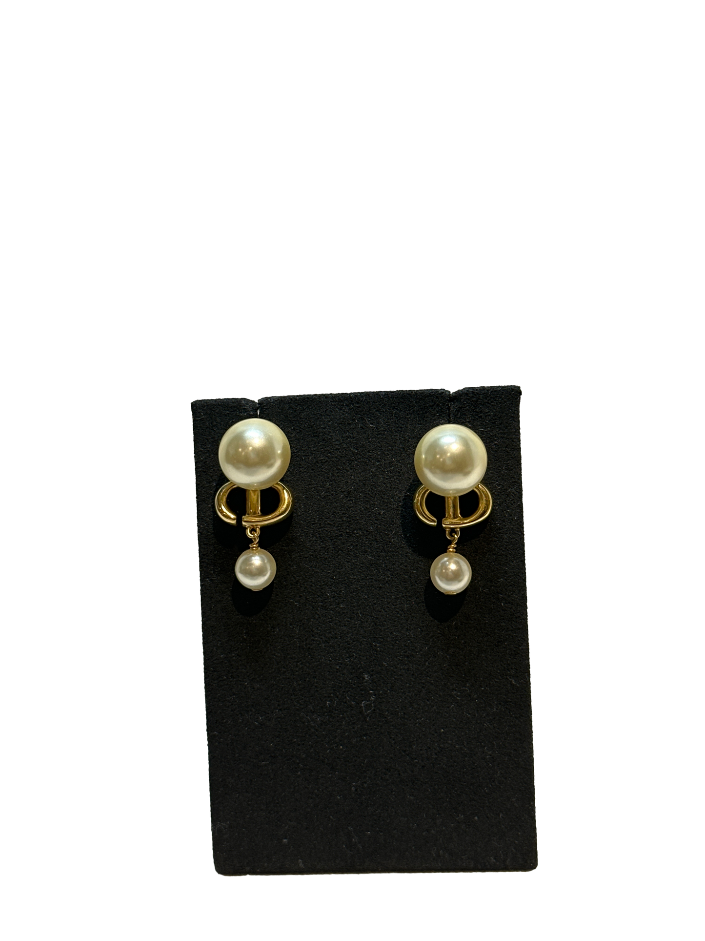 Used Dior Earrings Gold White