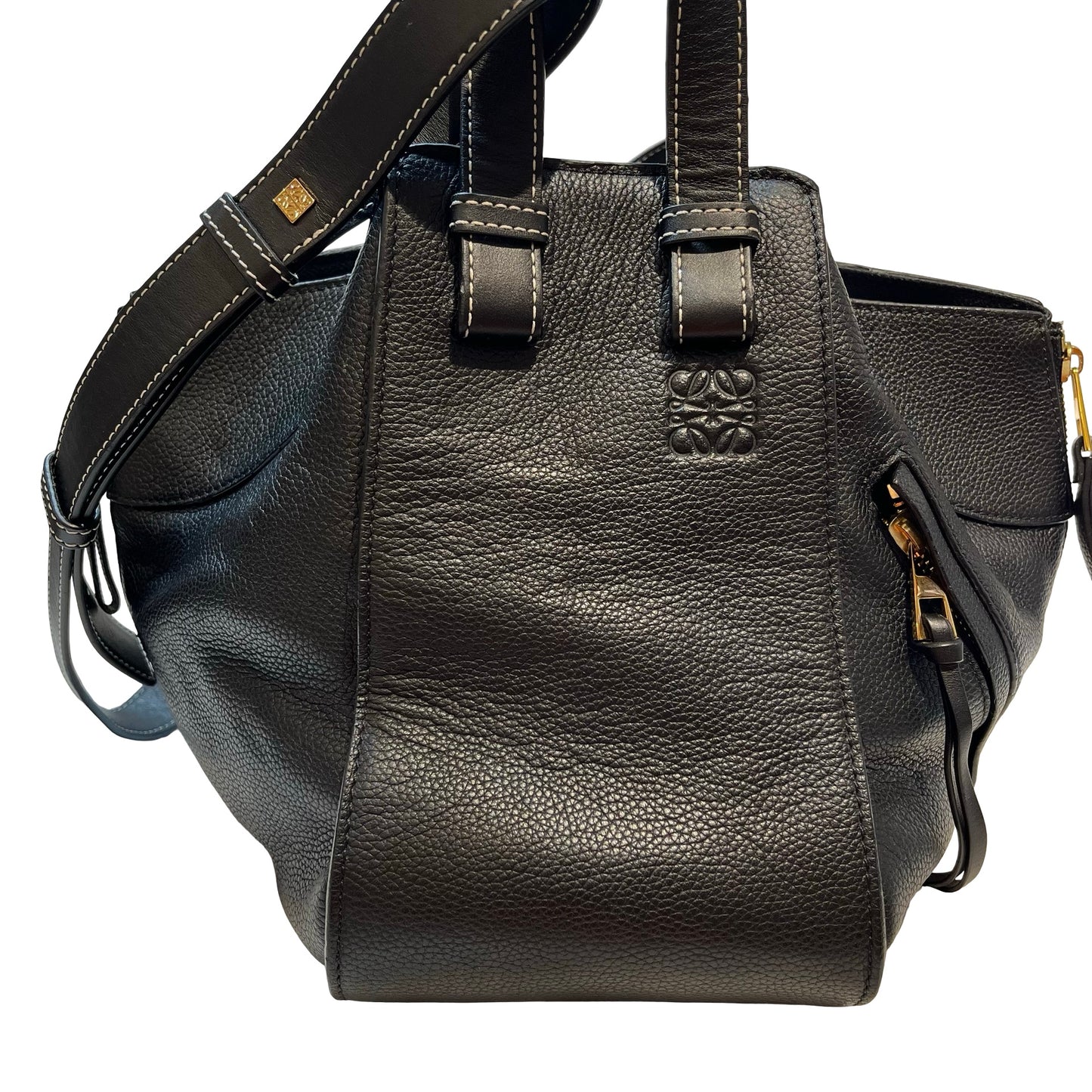 Used LOEWE Calfskin Leather Hammock small Shoulder Bag Black GHW