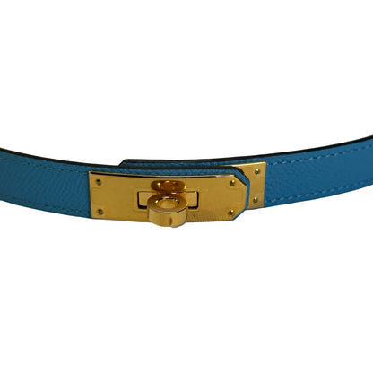 Used HERMES Epsom Leather Kelly Belt Blue GHW