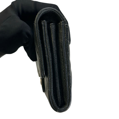 Used CHANEL Quilted Caviar Classic Flap Wallet Wallet Black