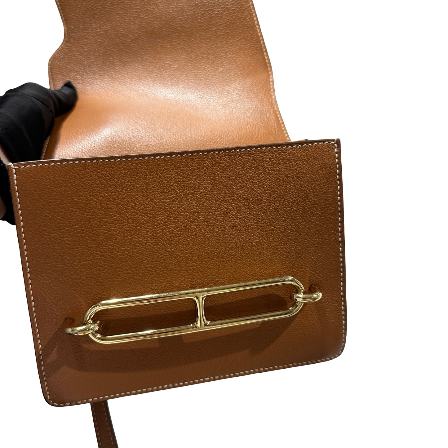 Used HERMES Roulis Shoulder Bag Gold GHW