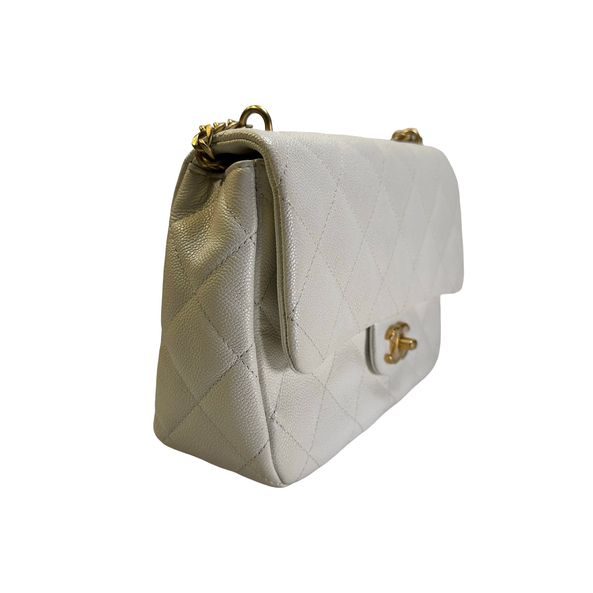Used CHANEL Caviar Skin 23P Heart Crush Small Flap Bag Chain Shoulder Bag White GHW
