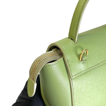 Used CELINE Grained Calfskin Pico Belt Bag Handbag Light Green
