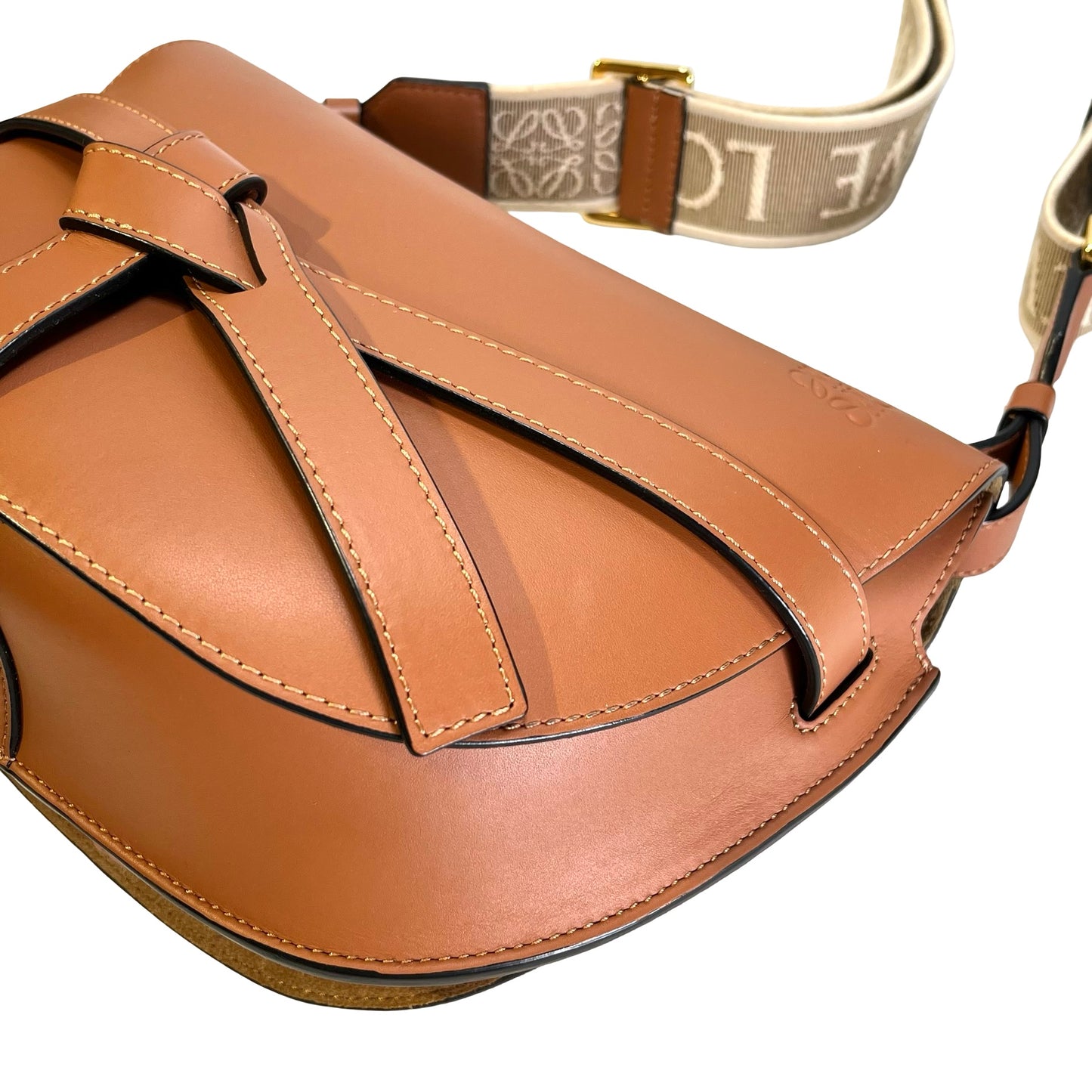 LOEWE Calfskin Leather Gate Cross Body Bag Tan Brown
