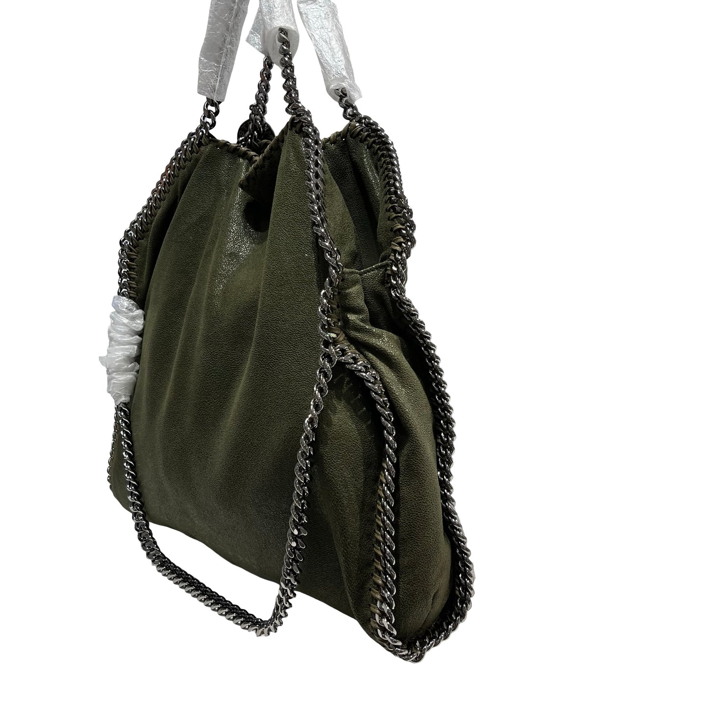 Used STELLA MCCARTNEY Solid Shaggy Deer Falabella Tote Bag Green Olive