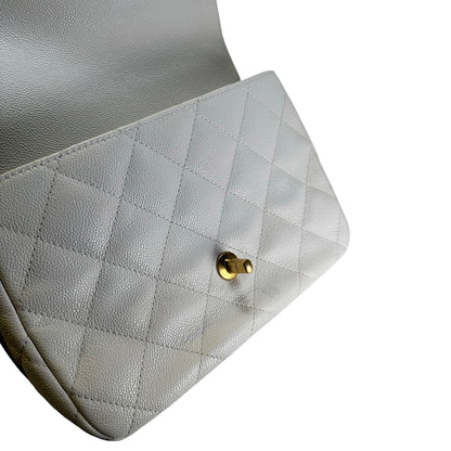 Used CHANEL Caviar Skin 23P Heart Crush Small Flap Bag Chain Shoulder Bag White GHW