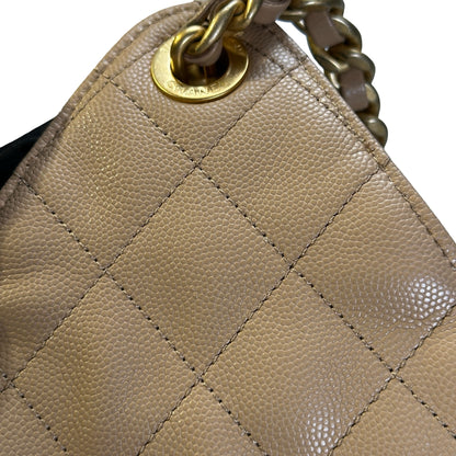 CHANEL Quilted Caviar Quilted Bucket Bag Bucket Bag Beige Gold