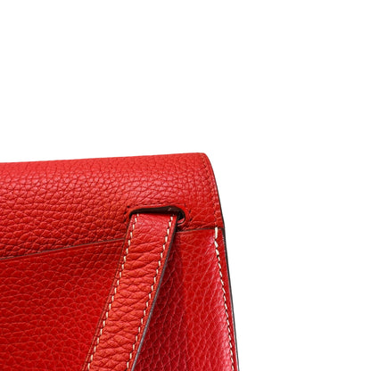 Used HERMES Clemence Halzan Shoulder Bag Red