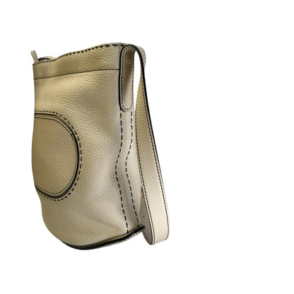 Used DELVAUX Leather Pebbled leather Pin Daily Cross body bag White PHW