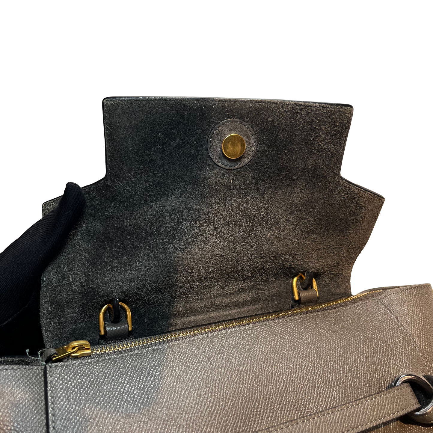 Unused CÉLINE Calfskin Leather Belt Belt Bag Grey GHW