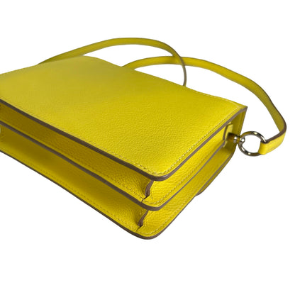 Used HERMES Evercolor Roulis Shoulder Bag YELLOW PHW
