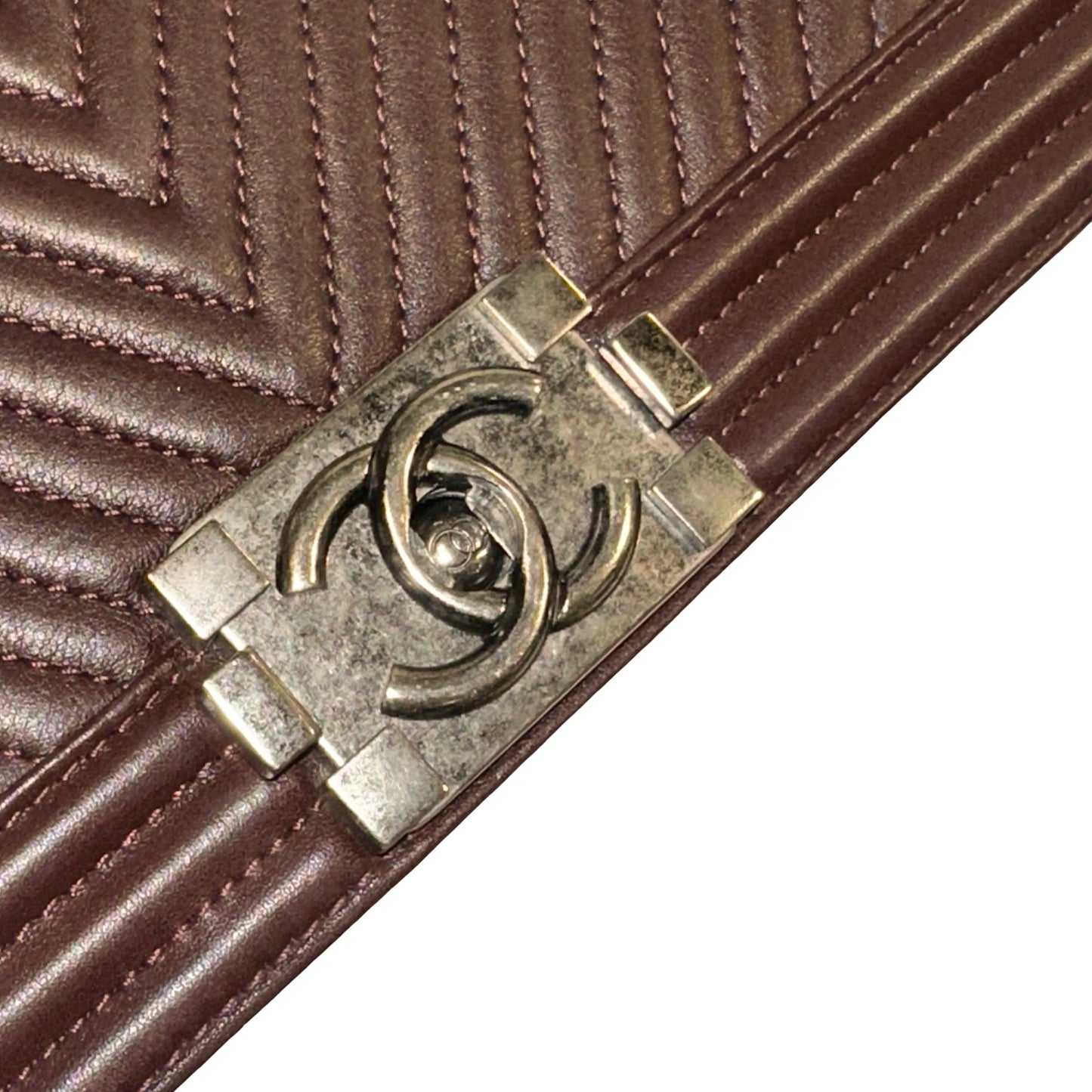 Used CHANEL Chevron Lambskin Boy Chain shoulder bag Burgundy