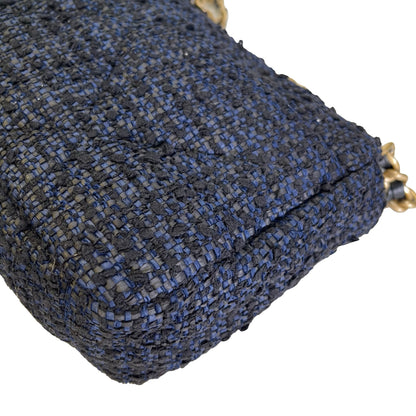 Used CHANEL Tweed 19 Shoulder Bag Blue Black