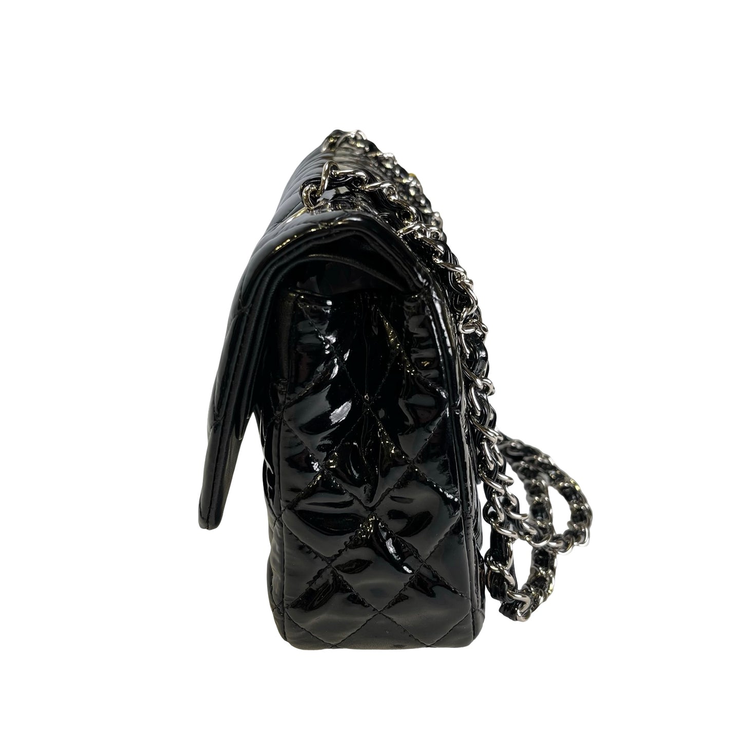 Used CHANEL Pantent CF 25 Cross body bag Black PHW