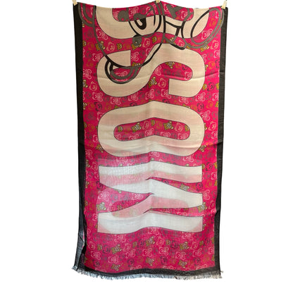 Unused MOSCHINO Logo Teddy Thin Scarf Scarf Pink Black White