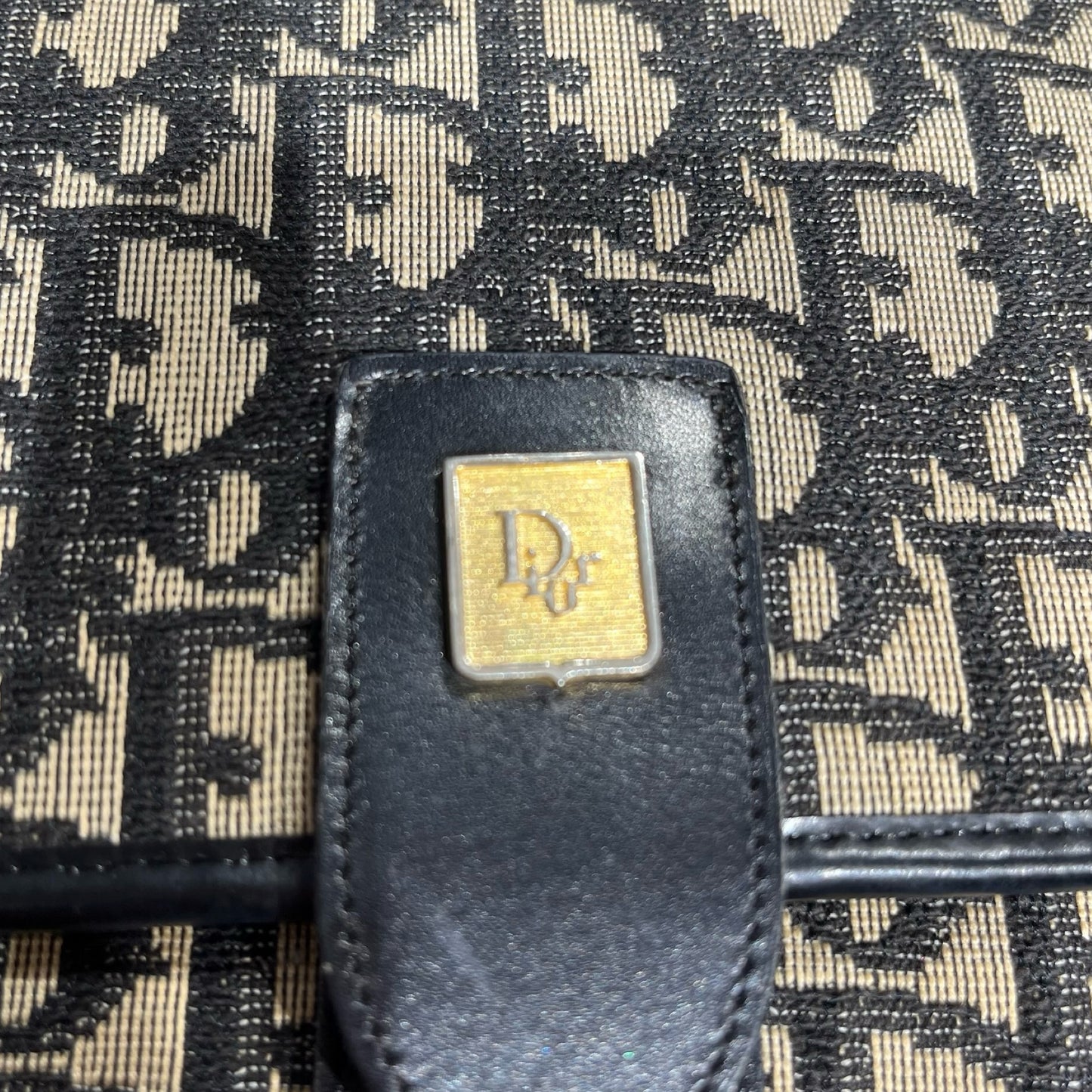 CHRISTIAN DIOR Shoulder Bag Beige Black GHW