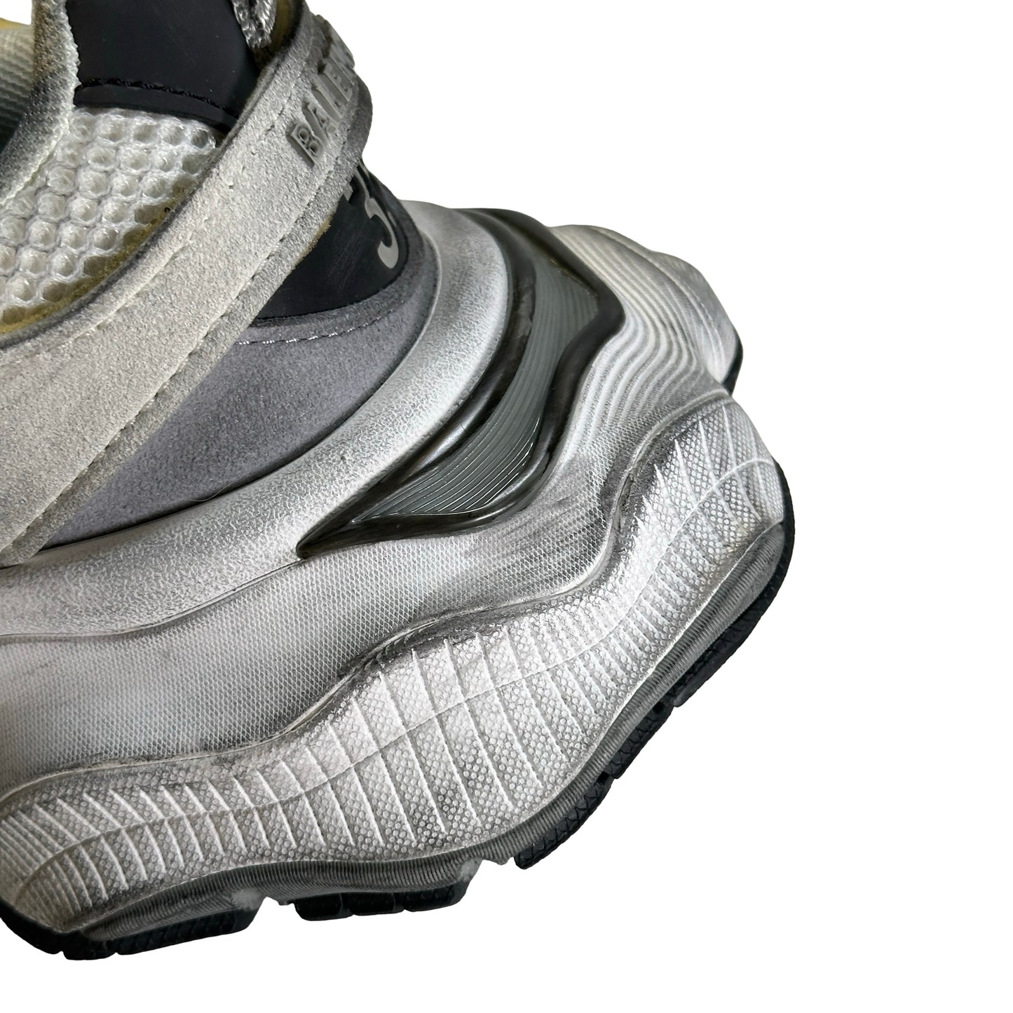 Used BALENCIAGA Mesh Nylon Runner Sneakers White Black Silver