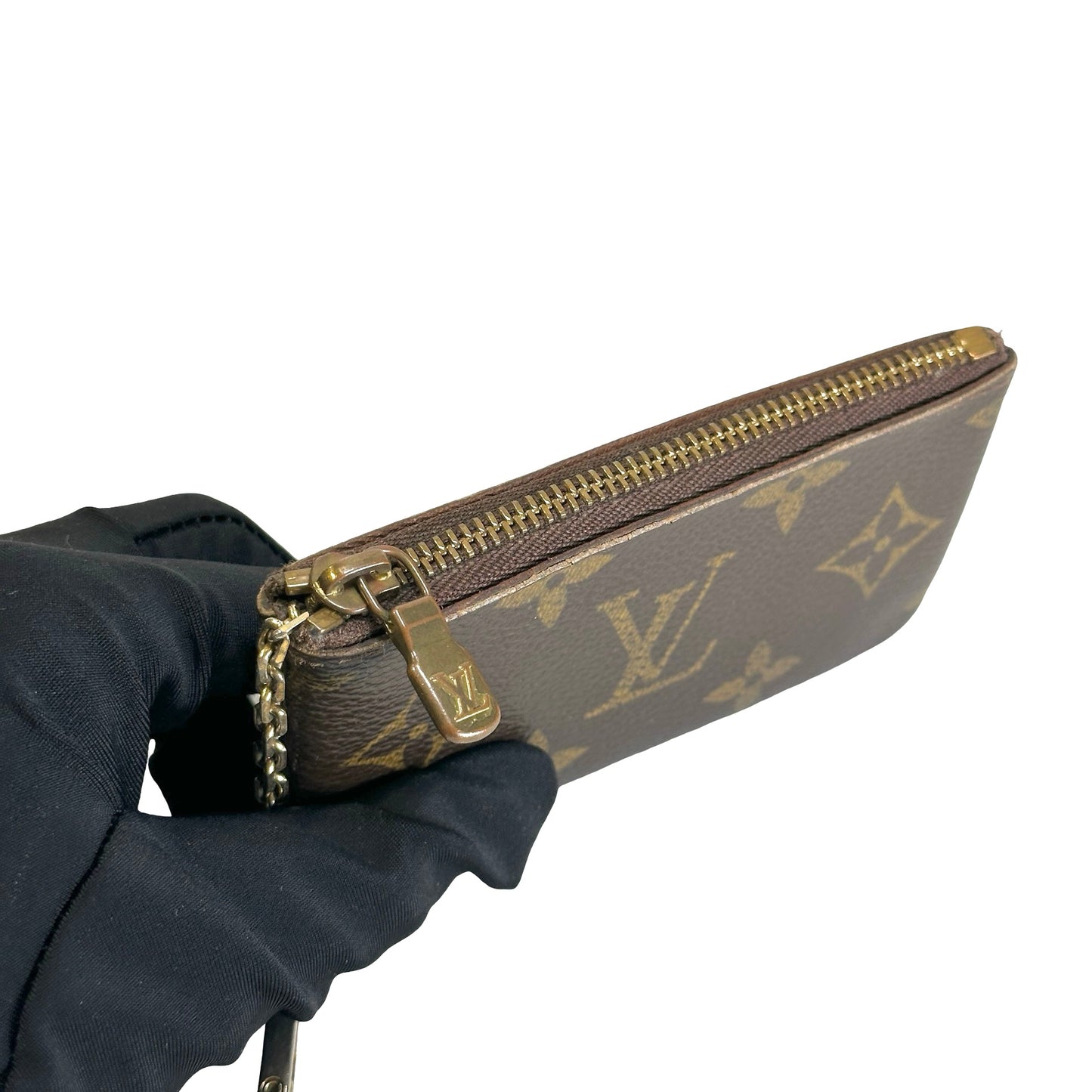 Used LOUIS VUITTON Monogram Key Pouch Coin Purse Brown