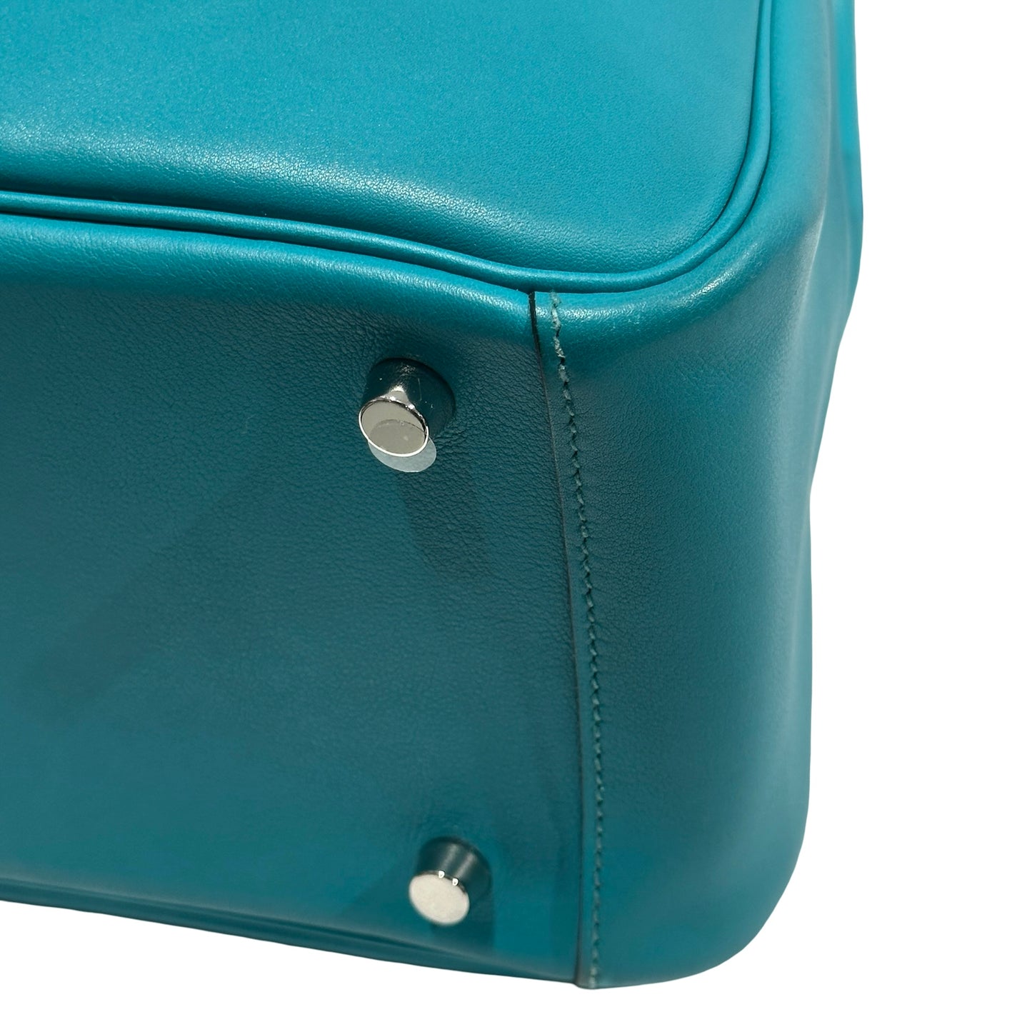 Used HERMES Swift Lindy Handbag Green PHW