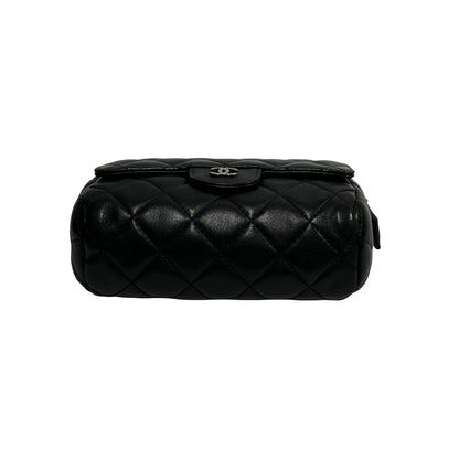 Used CHANEL Matelasse Lambskin Matelasse Pouch Black Burgundy