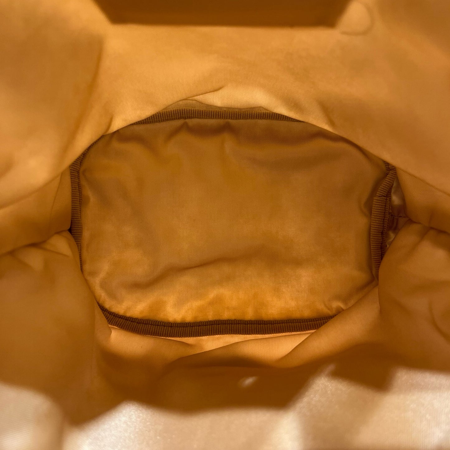 Prada Nylon Bucket Bag Beige with Silver Hardware