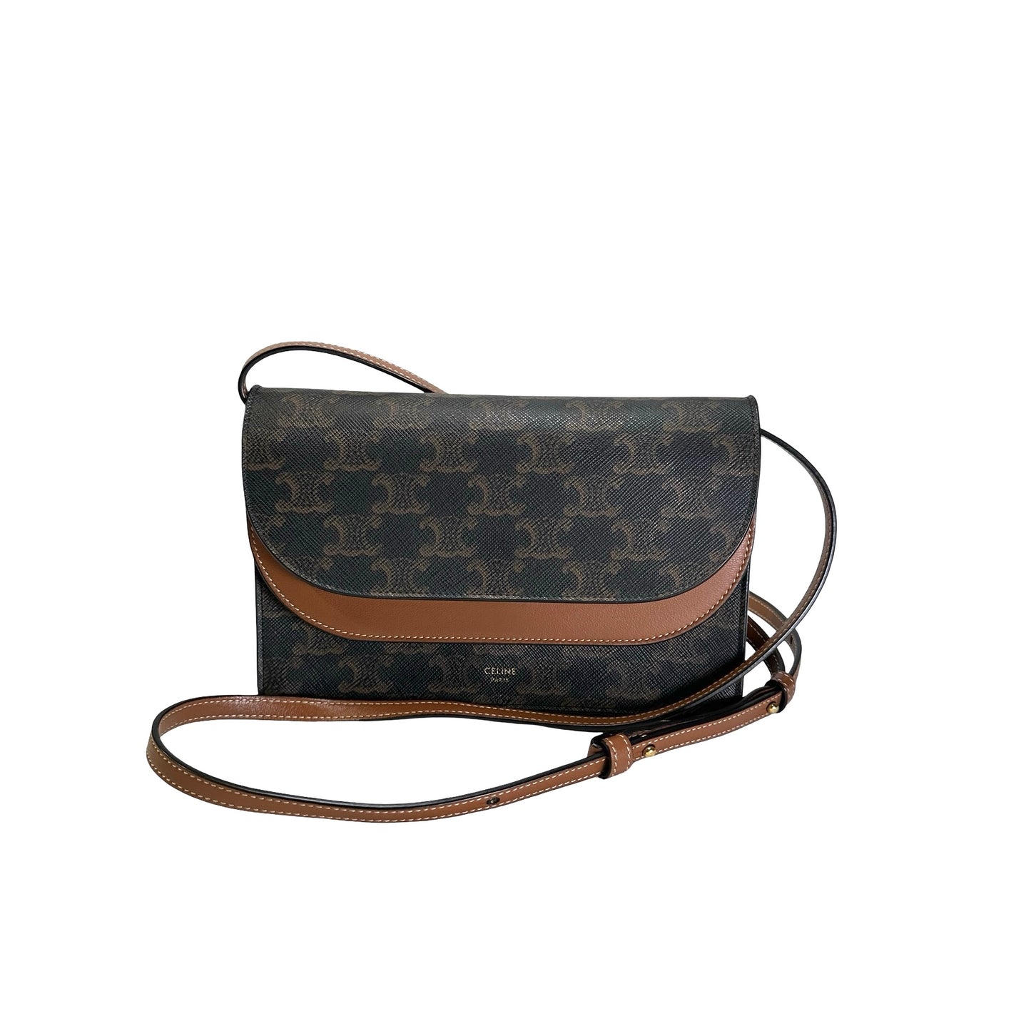 CELINE Macadam Triumph Cross Body Bag Brown