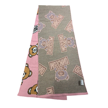 New MOSCHINO Teddy Scarf Scarf Pink Black White