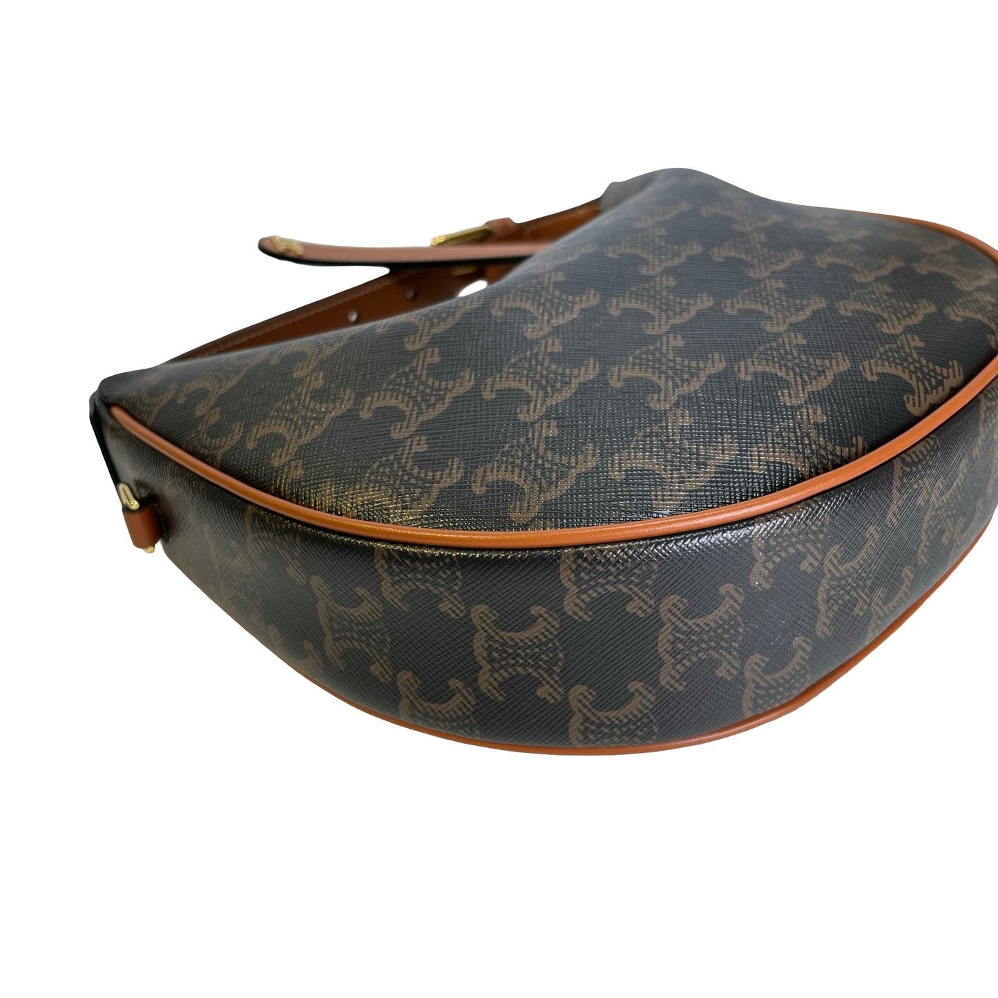 Used CELINE Calfskin Leather Ava Shoulder Bag Brown Tan