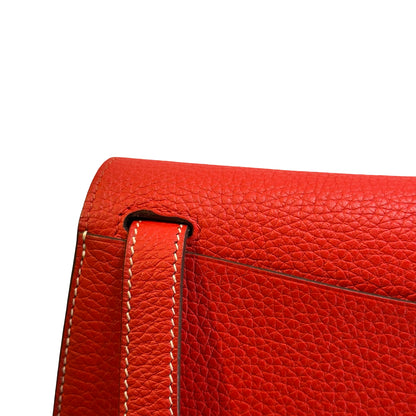 Used HERMES Clemence Halzan Shoulder Bag Red