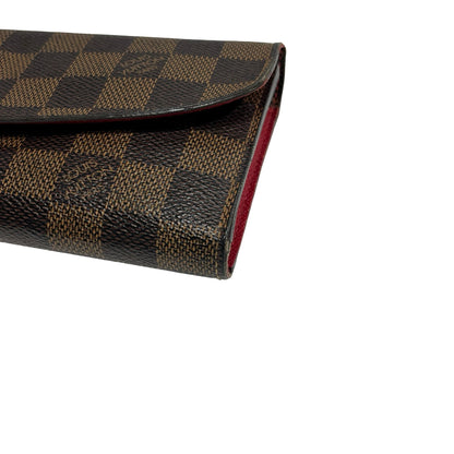 Used LOUIS VUITTON Damier Ebene Portefeuille Emilie Long wallet Brown Red