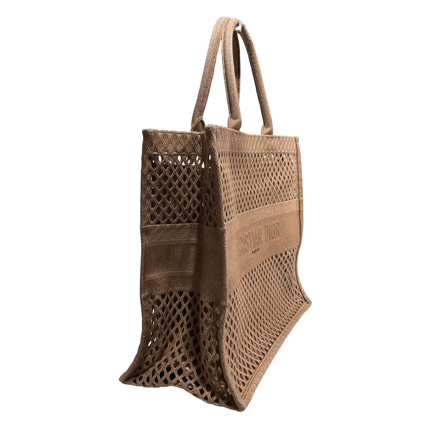 Used DIOR Mesh Embroidery Book Tote Tote Bag Pink Beige
