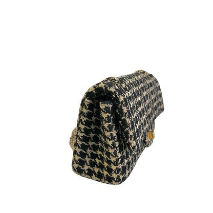 Used CHANEL Tweed 2.55 Small Shoulder Bag Black Beige