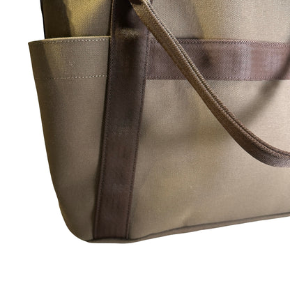 Used HERMES Canvas Grooming Bag Tote Bag Khaki Orange